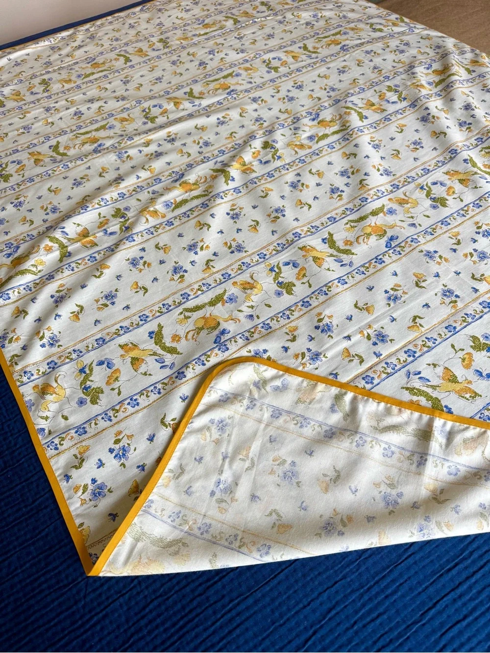 French Moustiers Provence Tablecloth Birds Floral Provencal Cotton Table Cover